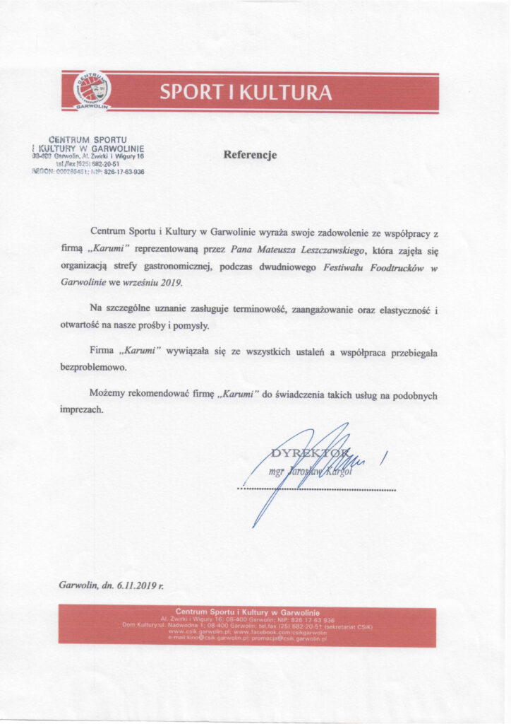 Referencje Garwolin Żarciowozy