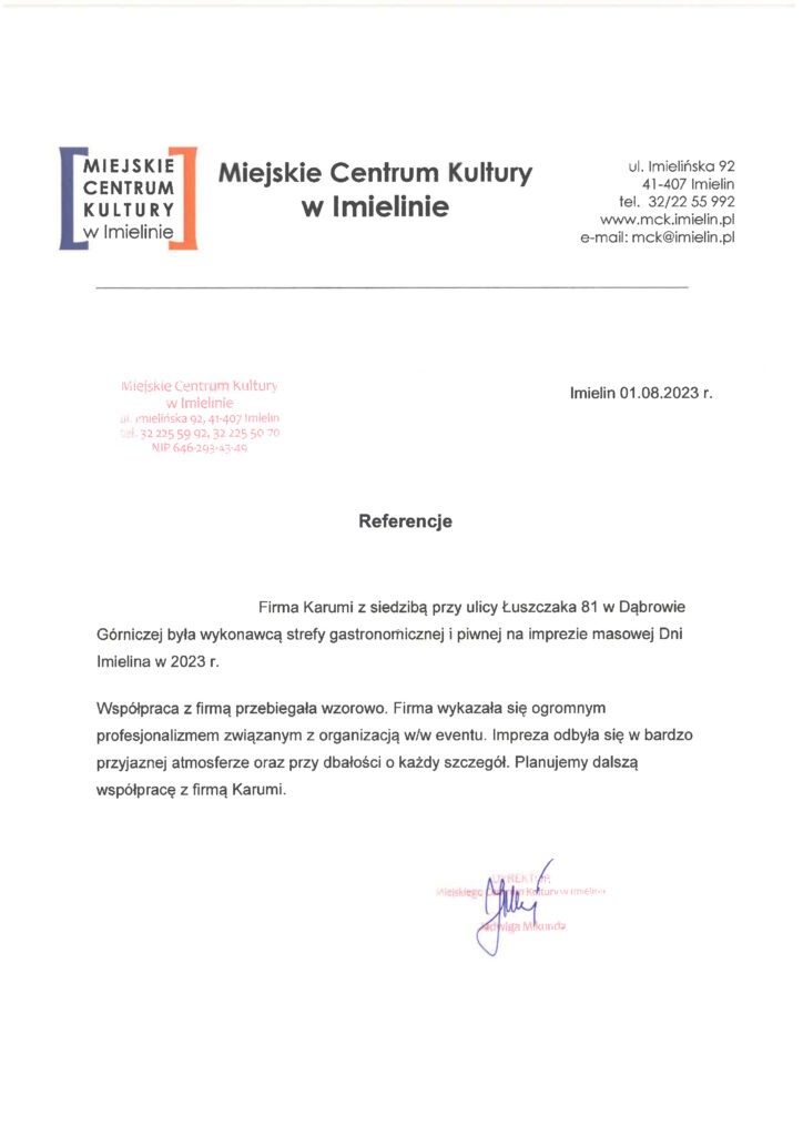 Referencje Imielin Żarciowozy