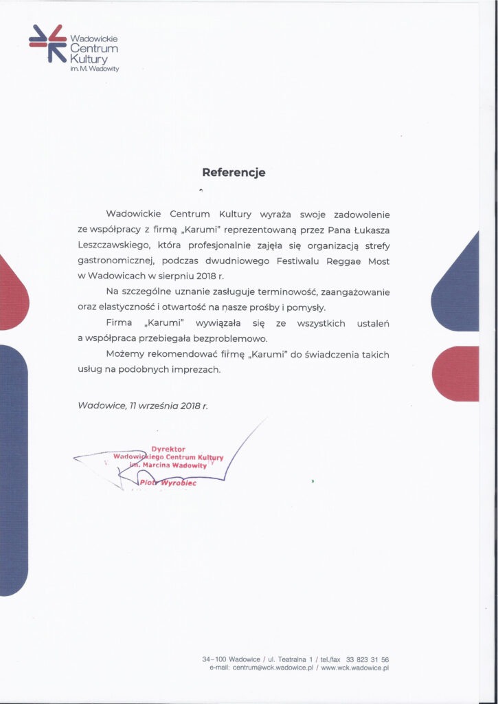 Referencje Wadowice Reggae Most Żarciowozy