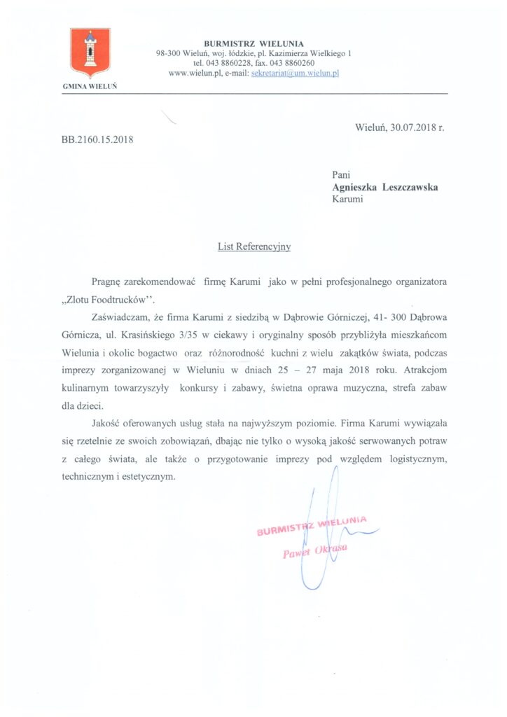 Referencje Wielun Żarciowozy