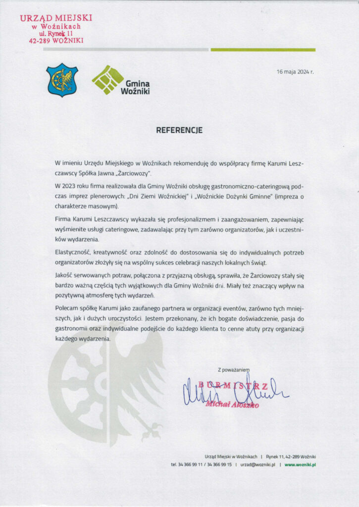 Referencje Wozniki Żarciowozy