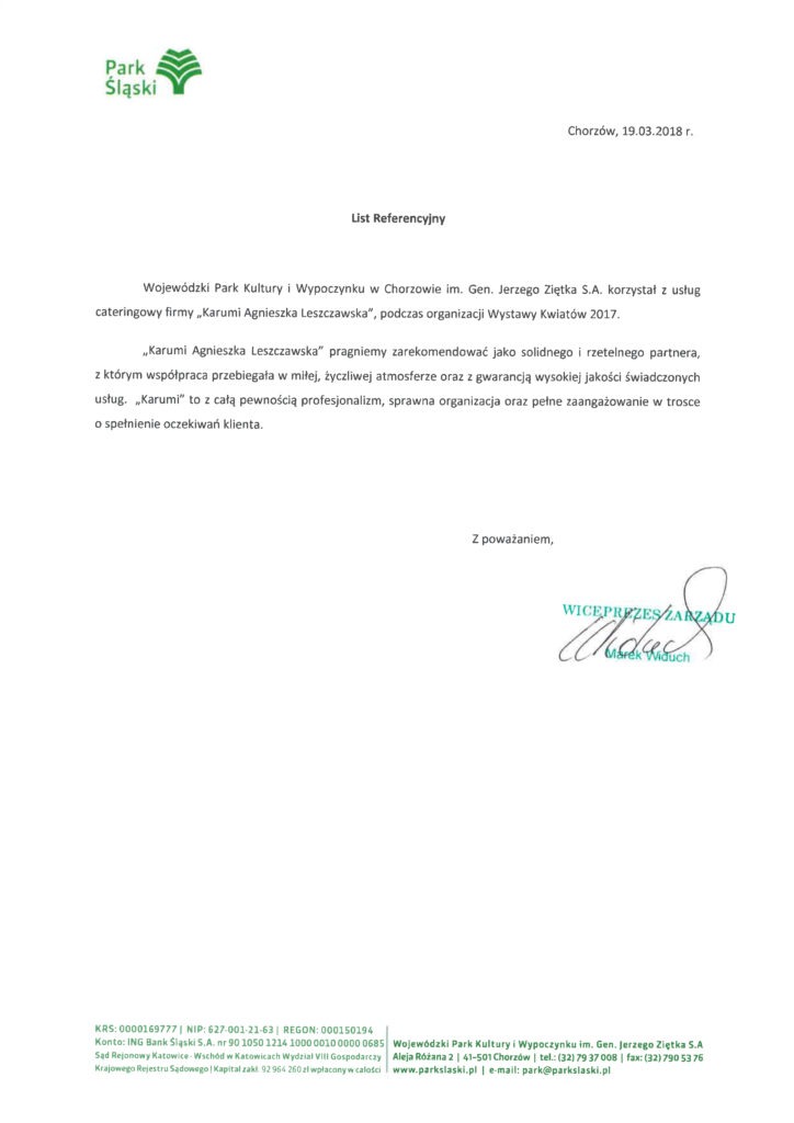 Referencje Park Ślaski Żarciowozy