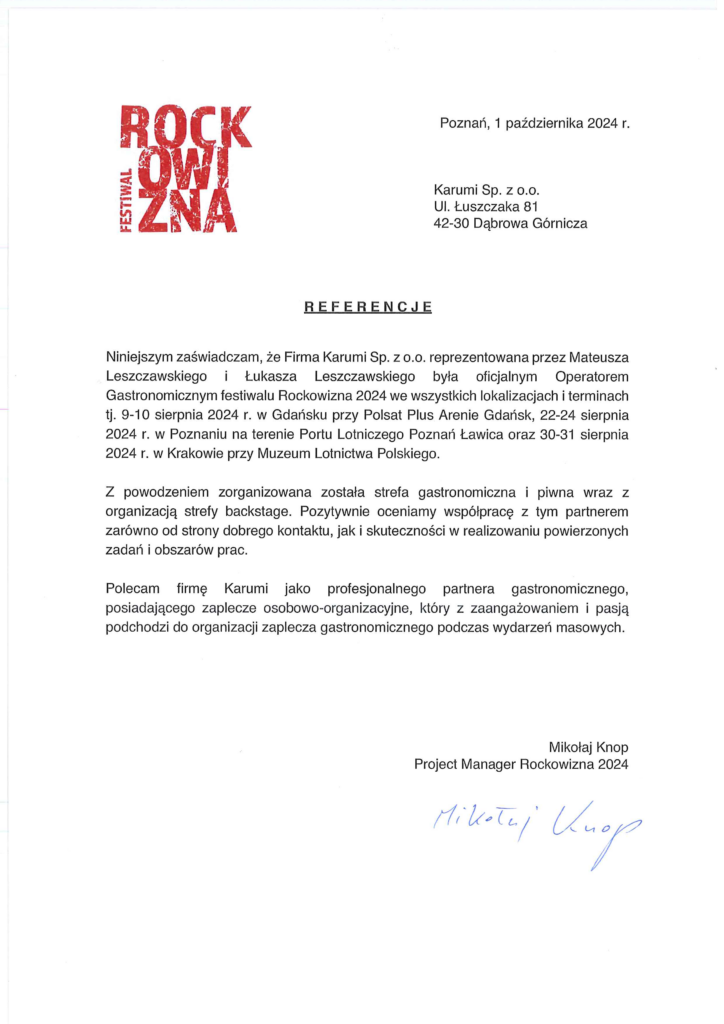 rockowizna 2024 referencje Żarciowozy